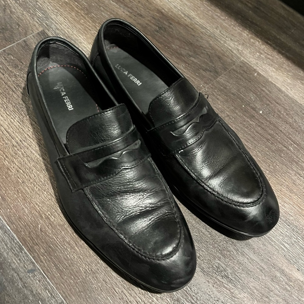 Men’s Black Leather Slip-On Loafers Sz. 10